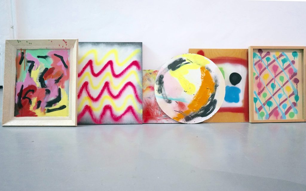 Manuel Pomar art contemporain contemporary art Toulouse dérive amertume dessin histoire pop référence nature culture peinture Golgotha Golgotha picnic théâtre Garonne peinture spray techniques mixtes mix media drawing image picture abstrait abstrait atelier studio artist studio peinture painting