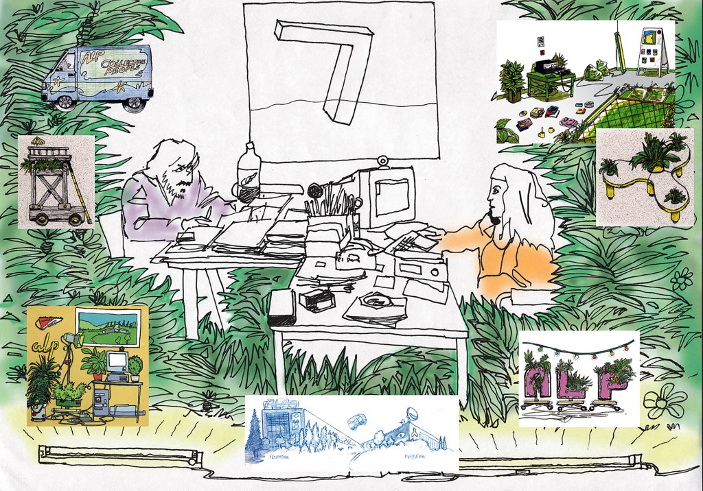 art contemporain contemporary art collectif d'artistes collective people alp le collectif alaplage affiche flyers cartes postales Hyper-ALP produits dérivés diffusion Pascal Marzo dessin dessin préparatoire croquis