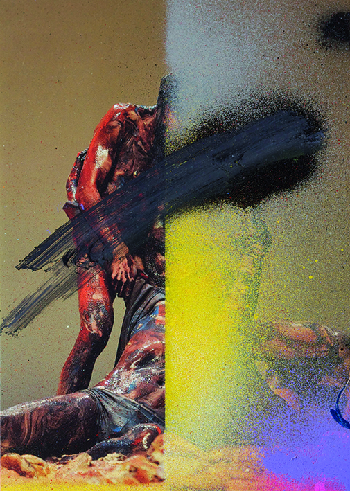 Manuel Pomar art contemporain contemporary art Toulouse dérive amertume dessin histoire pop référence nature culture peinture Golgotha Golgotha picnic théâtre Garonne peinture spray techniques mixtes mix media drawing image picture abstrait abstrait peinture couleur gravité painting