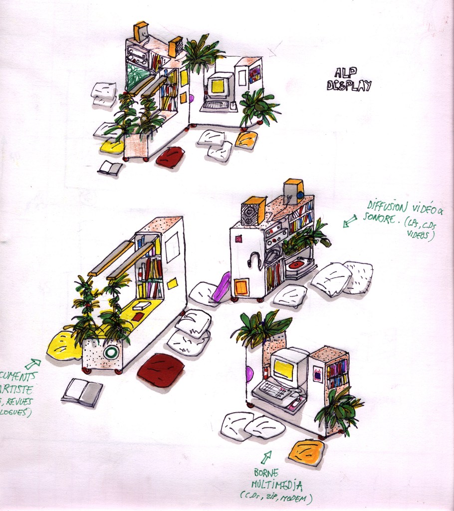 art contemporain contemporary art collectif d'artistes collective people alp le collectif alaplage affiche flyers cartes postales Hyper-ALP produits dérivés diffusion Pascal Marzo Hyper-ALP Lectoure Été photographique 2001 dessin dessin préparatoire croquis