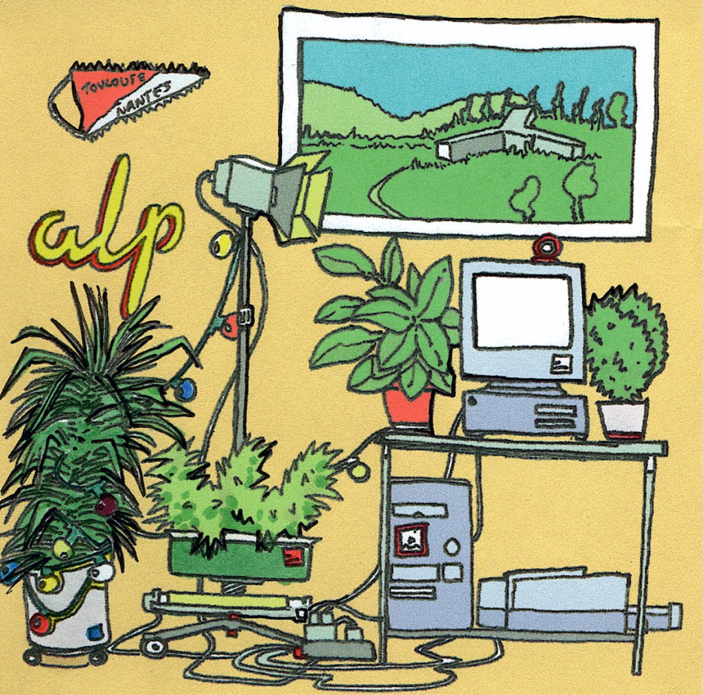 art contemporain contemporary art collectif d'artistes collective people alp le collectif alaplage affiche flyers cartes postales Hyper-ALP produits dérivés merchandising vente collecte dessin dessin préparatoire Pascal Marzo marché diffusion