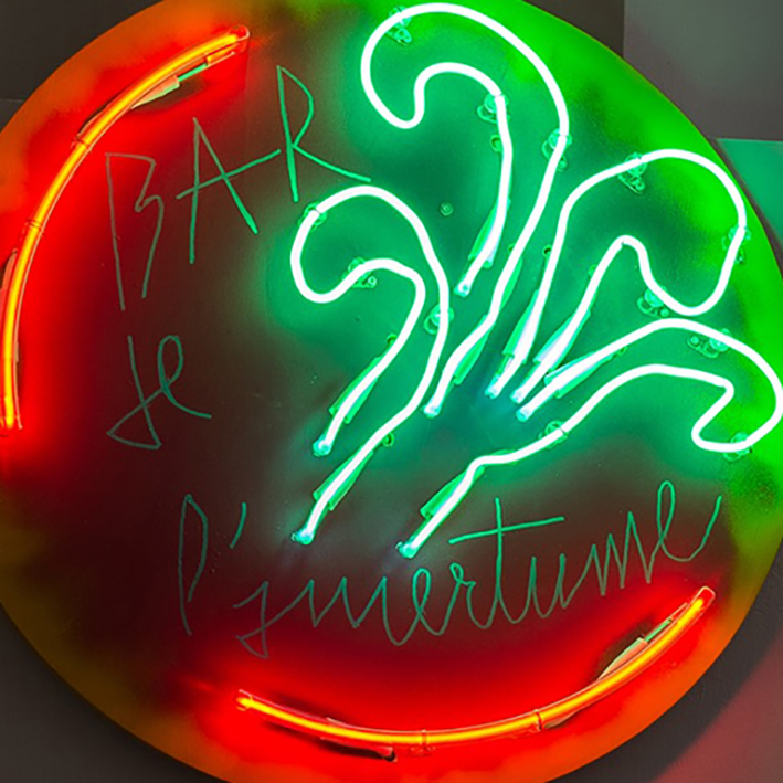 Manuel Pomar art contemporain contemporary art néon néon light enseigne neon sign signs Toulouse dérive amertume dessin histoire pop référence nature culture techniques mixtes mix media painting abstrait painting peinture peinture abstraite alcool Suze Campari cocktail bartender bar culture modernité Colors Pop culture appropriation