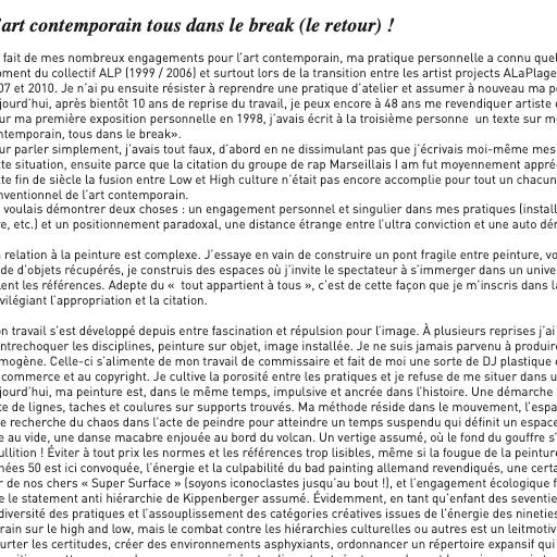 Manuel Pomar text texte critique art contemporain contemporary art